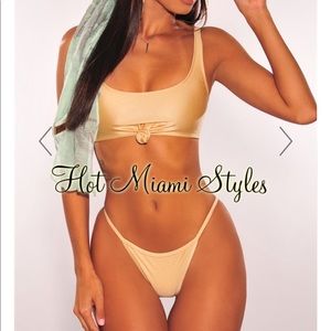 Hot Miami Style Glow Glistening Tie Up Bikini